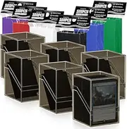 6 Pack Card Deck Cases, Commander Deck Boxes with 600Pcs Card Sleeves and Dividers, Standard Size Cards Storage Box Perfect Fit for MTG, Sport, Trading Cards (6 colors)
