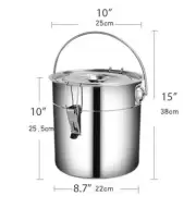 Thick Stainless Steel 3 Gal/11 qt/10 L Barrel Bucket Food Water storage,Lid,Lock