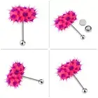 Vibrating Tongue Ring Stud Barbell Body Piercing Jewelry (Pink Purple) HBH