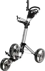 Qwik-Fold 3 Wheel Push Pull Golf CART - Foot Brake - ONE Second to Open & Close!