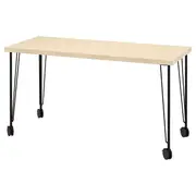 MITTCIRKEL / KRILLE desk, lively pine effect black, 140x60 cm
