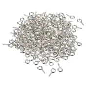 200Pcs Small Screw Eye Hooks Mini Eyelets Screws, 5.5x12x1.2mm, Nickel Silver