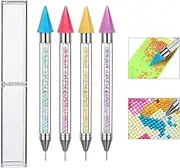 Calsoling 4 Pieces No Wax Needed Diamond Painting Tools Self-Stick Drill Pens, Double Heads No Clay Specialty Design with Diamonds Accessories for 5D DIY Painting Crafts Cross-Stitch