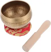 Generic 1 Set Buddhist Meditation Sound Bowl Singing Bowl for Meditation Includes Wooden Stick Washer Portable for Travel Relaxation Random Color