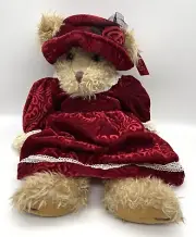 NWT Russ Berrie “Alexandra” the Teddy Bear in Red Velvet Dress Plush