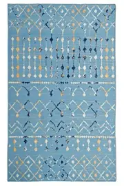 Distressed Moroccan - 2'x4', Light Blue, Transitional Design Area Rug - 505
