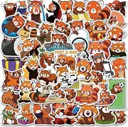 Cute Red Panda Stickers, 50pcs Funny Animal Hapiuen Vinyl Waterproof Sticker Pack for Laptop, Water Bottles, Birthday Gift Party Favors (Red Panda)