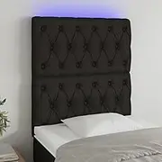 Upholstered LED Fabric Headboard, Adjustable Height for Queen King Size Bed Frame, Modern Black Design, 80 cm Wide