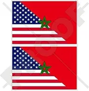 USA United States of America & MOROCCO Maroc, American-Moroccan Flag 3" (75mm) Vinyl Bumper Stickers, Decals x2
