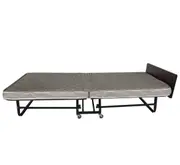 Dolphy Folding Single Bed - Black Metal Frame, Foldable Guest Bed with Wheels, Space-Saving Design & Cotton Mattress for Home, Hotel & Hostel Use