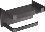 Mozzoom Black Rustproof Toilet Paper Holder with with Phone Shelf, Self Adhesive and No Drill Wall-Mounted Tissue Roll Holder,Stick On Toilet Paper Holder