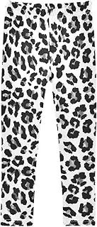 [Joisal] Girls' Leggings 4T White Leopard Black Cheetah, Comfortable Leggings for Girls with Stretch Fabric