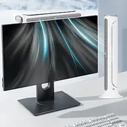 NORMIA RITA Bladeless Clip On Electric Fan, 14'' White Tower USB Desk Fan for Office, 4 Speeds, Quiet, Cordless, Rechargeable, Suitable for Flat and Curved Monitor, Laptop