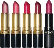 Revlon Super Lustrous 5-Piece Lipstick Gift Set, High Impact, Moisturizing, 460 Blushing Mauve & 430 Soft Silver Rose (Pearl), 775 Super Red & 777 Vampire Love (Cream), 025 Insane (Matte), 0.75 Oz