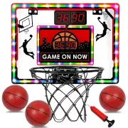 Basketball Hoop Indoor for Kids with Multi-Color LED Lighting & Dual Electron...