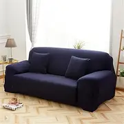 Morbuy Stretch Sofa Cover 1 2 3 4 Seater, Armchair Cover Sofa Slipcover Couch Covers Spandex Fabric Furniture Protector with Non-Slip Foam for Living Room -Solid Color (4 Seater,Navy Blue)