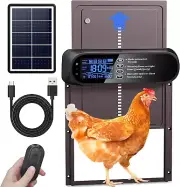 Solar Auto Chicken Coop Door W/ Timer, Light Sensor, Remote, 4 Modes