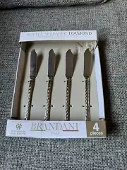 Brandani Italy 4 Pc Butter Spreaders Knife Diamond High Quality Stainless Steel