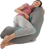 BATTOP Pregnancy Pillows for Side Sleeping,Maternity Pillow with Removable Cover,Support for Belly,HIPS, Legs,Pregnancy Must Haves,J Shaped Body Pillow for Pregnancy