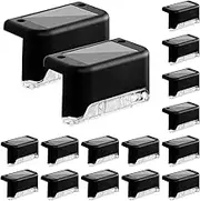 Oppsbuy Solar Deck Lights 16 Pack LED Outdoor Solar Garden Lights Stair Step Fence Lights Warm Light