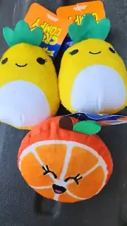 Joyhound Crazy Comfy Orange & Pineapple Smiley Faces Plush Dog Toys w/Squeaker 3