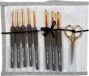 Tulip Crochet Hook, Aluminum Plastic Metal, Gold, Grey, Geschlossen: 17cm x 9cm Geöffnet: 31,5cm x 17cm