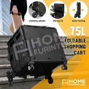 75L Portable Shopping Trolley Cart Foldable Market Grocery Luggage Basket Crate