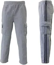 [FIL] New Men's Cargo Fleece Casual Jogging Sports Track Suit Pants w Stripes