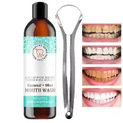 Coconut Pulling Oil Natural Vitamin Mouthwash Whitening Alcohol Gum Free Breath