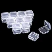 KALIONE 20 Pcs Mini Clear Plastic Box 1.8 mm Thicken Small Plastic Box Mini Square Jewelry Box Small Storage Containers with Lid Tiny Storage Box for Jewelry Bead Earplugs Small Items