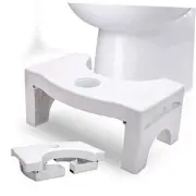 Foldable Toilet Potty Stool for Adults, 7" Heavy Duty Plastic Portable 1 White