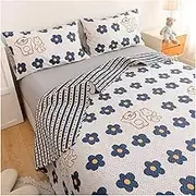 3 Piece Quilt Set 120x200cm 150x200cm 200x215cm Soft Summer Cotton Lightweight Floral Coverlet Bedspread for All Season (1 Quilt,2 Pillowcases) (Color : M, Size : 120x200cm-48x74cm x2)