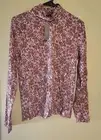 J Crew Matte Jersey Turtleneck White Rose Botanical Floral Shirt Size Medium