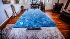 Blue Agate Dining Table Top, Agate Countertop Slab for Home Kitchen Interiors