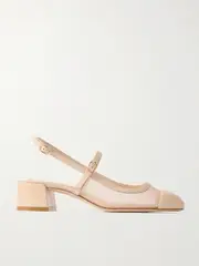 [Stuart Weitzman] Stuart Weitzman - Maeve Mesh And Leather Mary Jane Slingback Pumps - Beige - US9 US 9 Neutrals