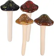 Toyvian 4Pcs Colorful Ceramic Mushroom Statues for Outdoor Garden Decor Funny Mushroom Stake Flowerpot Accessories Whimsical Miniature Decorations for Fairy Gardens