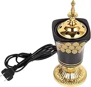 HOMSFOU Bakhoor Electric Incense Burner Vintage Arabic Incense Burner Middle Eastern Style Tabletop Electric Censer Aroma Burner Oud Frankincense Candle Stand Black