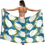 [RPLIFE] Watercolor Lemons White Bathing Suit Cover Sarong Wrap Tassel Beach Sarong Wraps for Women, Large, Watercolor Lemons White, Medium