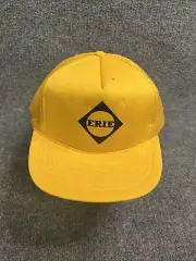 Vintage Erie Railroad Cap Yellow Hat Mesh Back Rope Trucker SnapBack 90’s