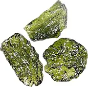 3Pcs Moldavite Crystal 1-3g Green Czech Meteorite Artificial Irregular Moldavite Stone Pendant for Jewelry Making Supplies, Stone Style Random Crystal Real Meteorite