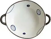 Soup Bowls with Handles Noodle Ramen Curry Bowl,Large Ceramic Ramen Bowl,Deep Onion Soup Bowl Oven Safe,Microwave Safe Serving Bowl.-blue-B-23x18x6cm,700ml(Color:White b)