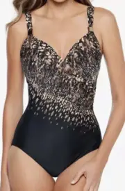 Miraclesuit L18132 Dali Leopard Woman's One-Piece Swimsuit Size 10