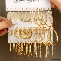 在飛比找露天拍賣優惠-earrings women 12pcs set ins e