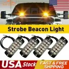 4x Amber 12 LED Car Truck Beacon Warning Emergency Flash Hazard Strobe Light US