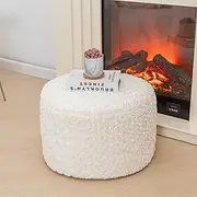 Unstuffed Ottoman Pouf Cover – 51x31cm Footstool Slipcover, Storage Ottoman Foot Rest, Floor Pouf & Footrest Cushion (Ivory)