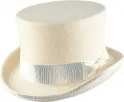 Hand Made Gentleman Top Hat Satin Lined White S