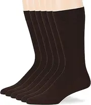 [7BIGSTARS KINGDOM] 7BigStar Men's Dress Socks Cotton-6 pack-XL-L-Thin Big Tall Brown Beige Blue Black Grey Tan Burgundy Charcoal Crew Casual