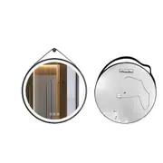 Round Bathroom Mirror with Touch Sensor and LED Lights – Black Framed