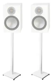 White 37” Steel Stands For Monitor Audio Silver 50 Bookshelf Speakers