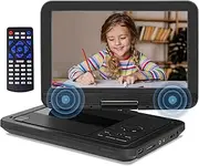 YOOHOO 12.5'' Portable DVD Player with 10.1'' HD Swivel Screen, DVD Player Portable with Rechargeable Battery, Support Sync TV/SD Card/USB/Multi Discs, Region-Free, Power Adapter, Car Charger, Remote